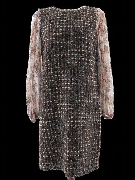 excellent dolce gabbana women's dress l wool combined color floral sleeves
