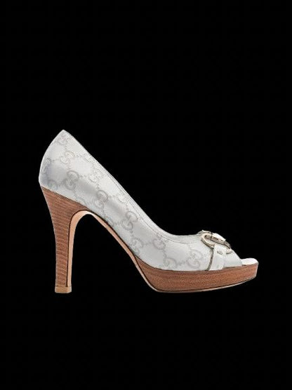 Excellent Gucci Gray Leather High-Heeled Shoes Size 37