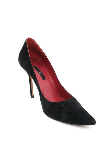 Good Carolina Herrera Black Genuine Suede High-Heeled Shoes Size 37