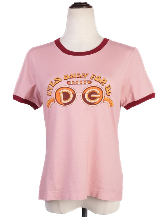 Excellent Dolce Gabbana Pink Graphic T-Shirt Size M - EYES ONLY FOR DG AMORE