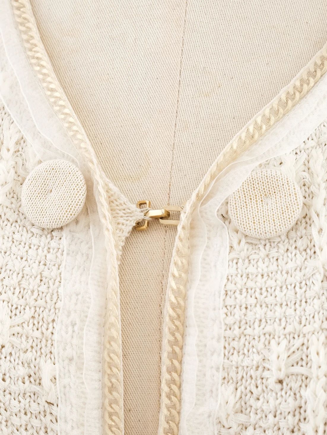 excellent escada white wool jacket size l with textured knit