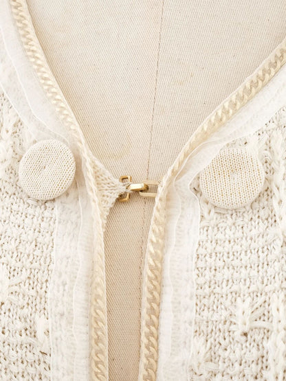 Excellent Escada White Wool Jacket Size L with Textured Knit
