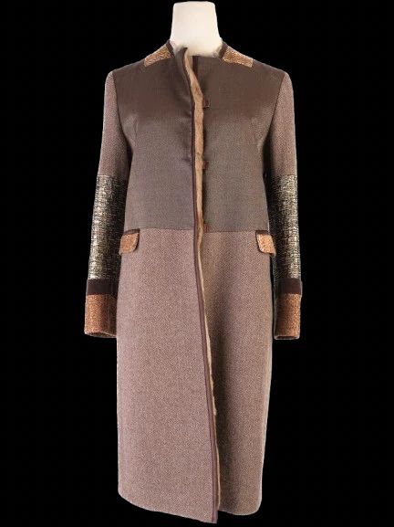 excellent etro patchwork wool coat with fur trim size xs