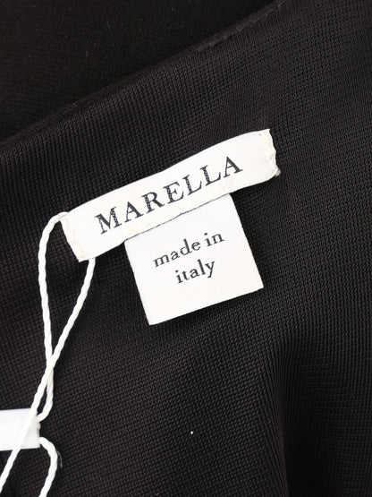 Excellent Marella Black Cocktail Dress Size M Peplum Cap Sleeves
