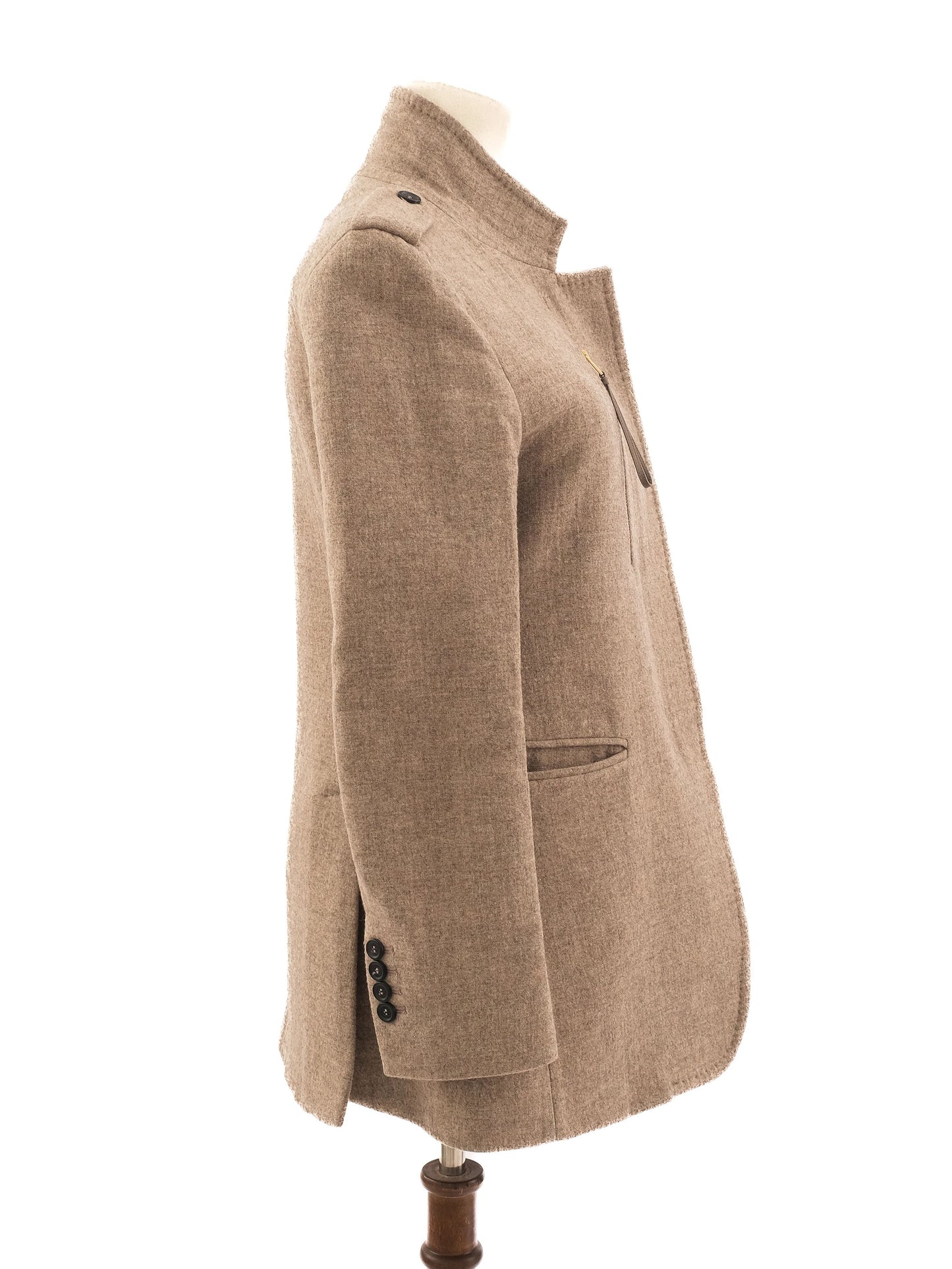 new max mara gray wool tailored coat size m with high collar