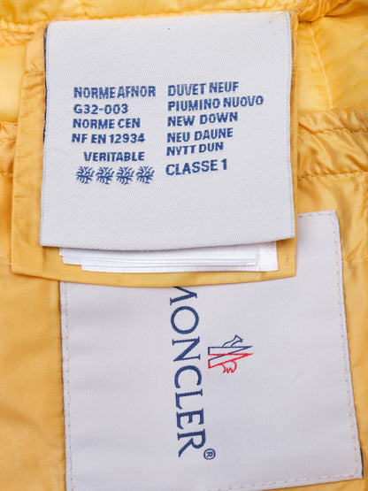 Average Moncler Yellow Puffer Jacket for Kids, Size 4