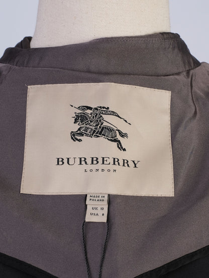Excellent Burberry Gray Silk Trench Coat with Belted Waist