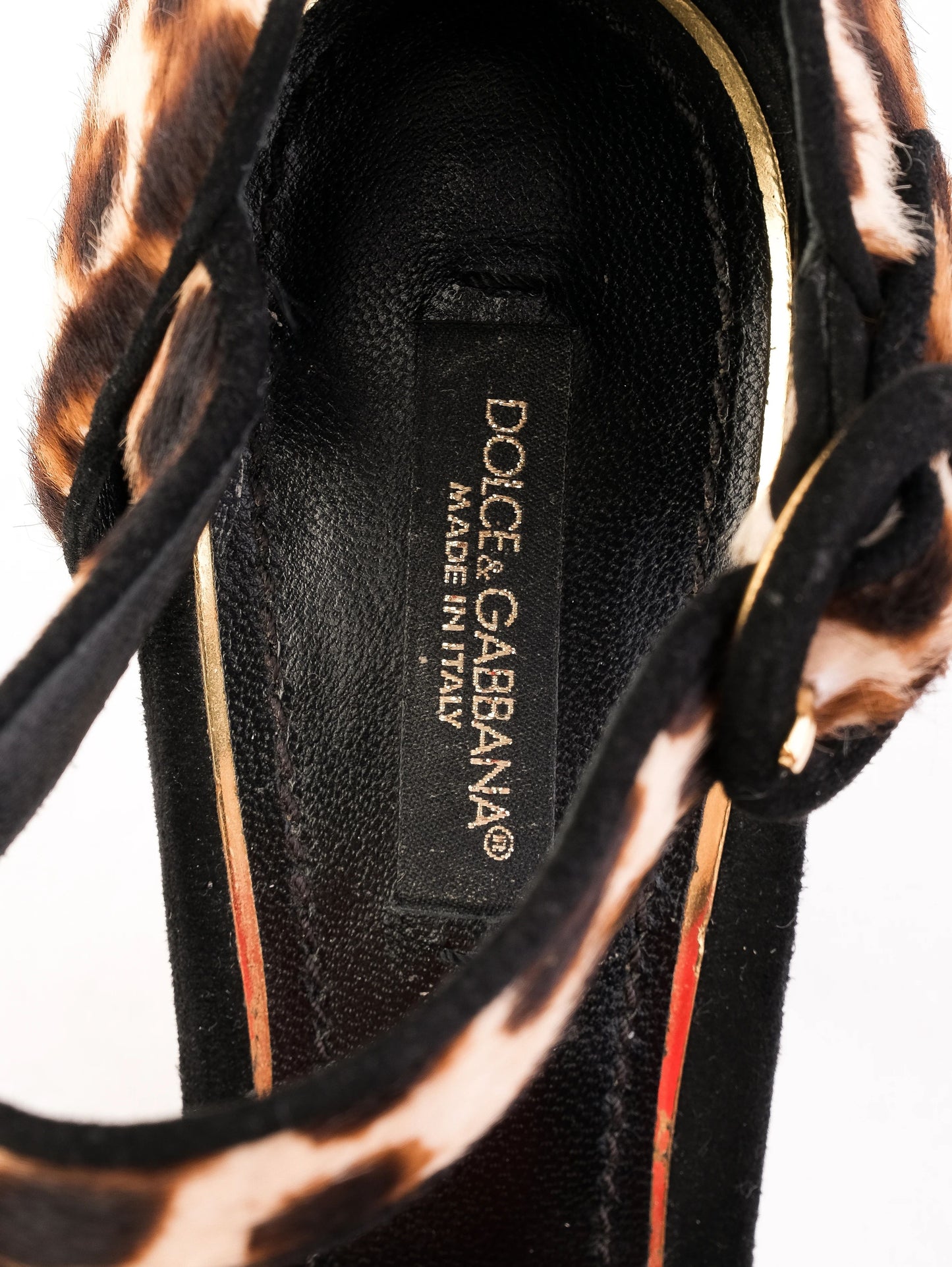 excellent dolce gabbana leopard print high-heeled platform shoes size 39
