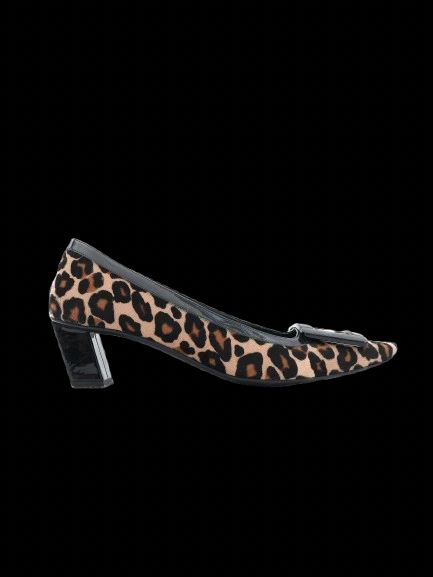 excellent roger vivier women's leopard print textile heels size 36.5