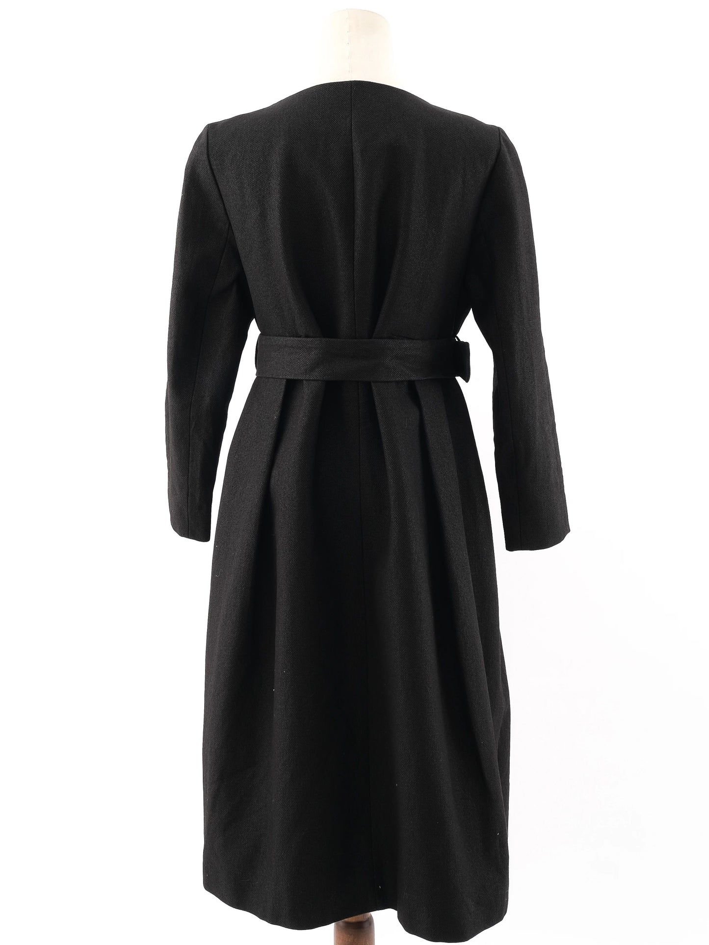 excellent kenzo black buttoned coat with belt size l
