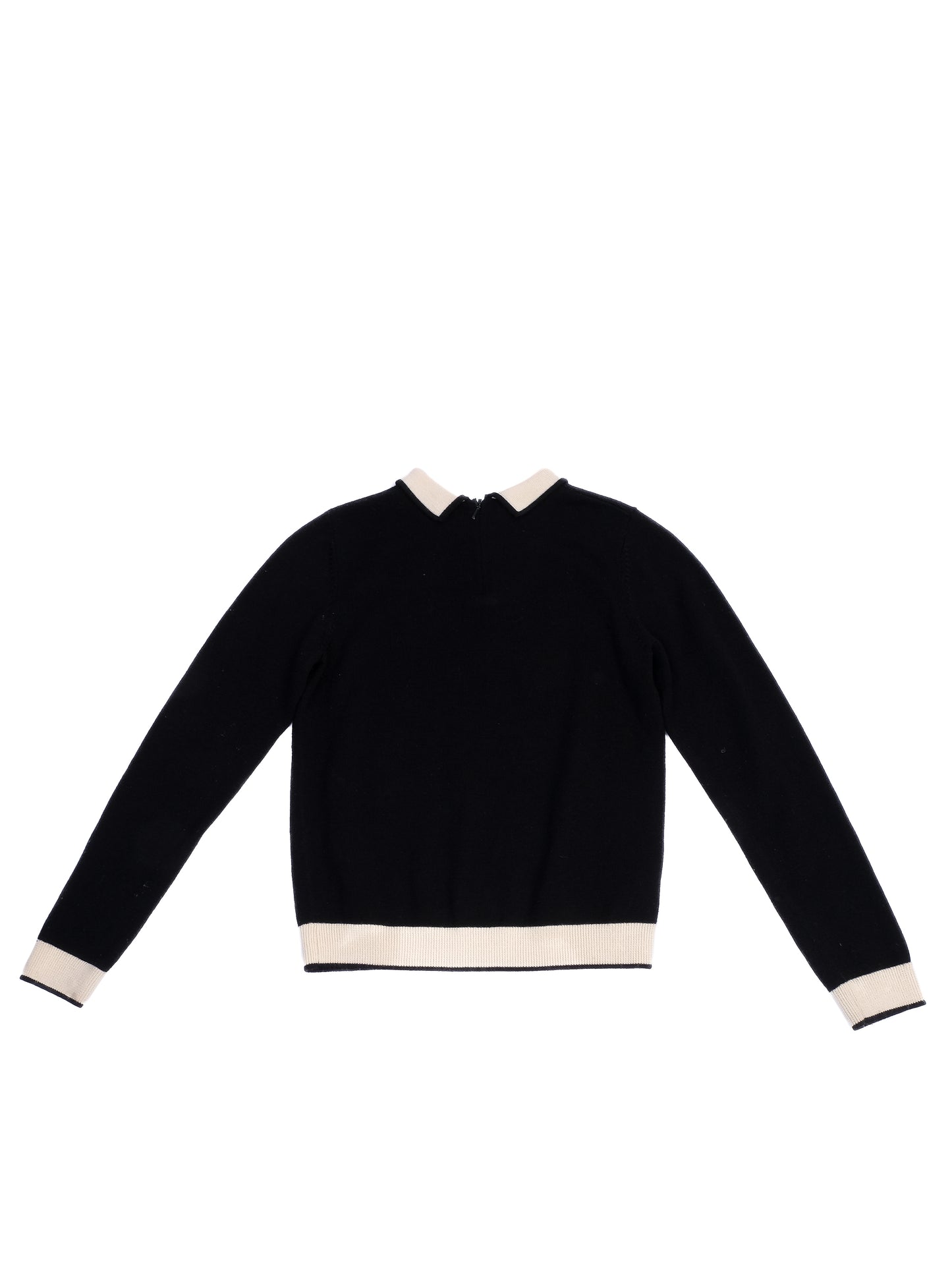 excellent bonpoint black wool sweater with beige accents, size 10