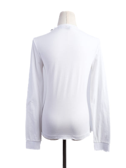 Excellent Moschino White Long Sleeve Shirt XS Gold Sequins LOVE
