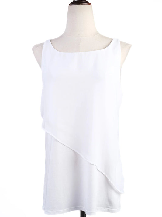Excellent Hugo Boss Women's White Sleeveless Top Size M Polyester