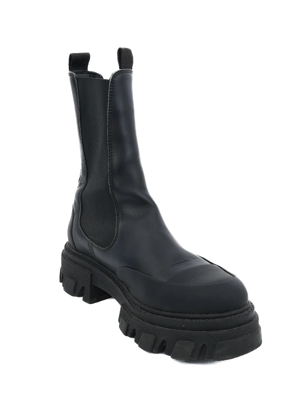 excellent ganni black leather chunky sole boots size 39