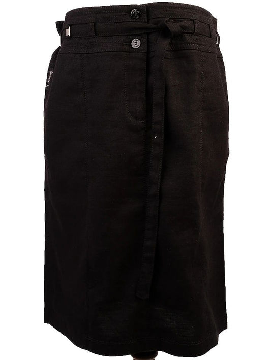 Excellent Armani Jeans Black Viscose Skirt with Belt Size N/A