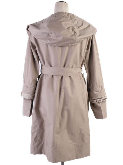 Max Mara Gray Hooded Coat with Waist Belt Size S Excellent Condition