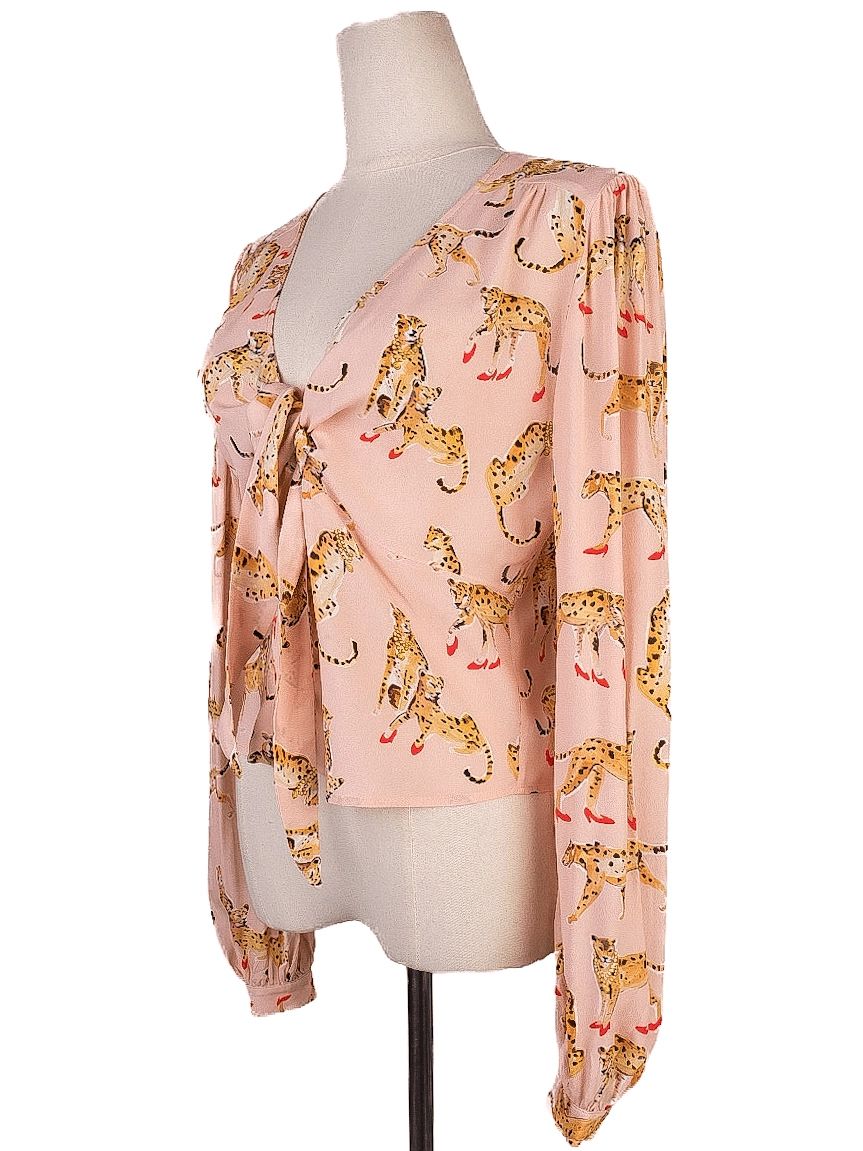 pinko women's blouse pink cheetah print size s excellent condition