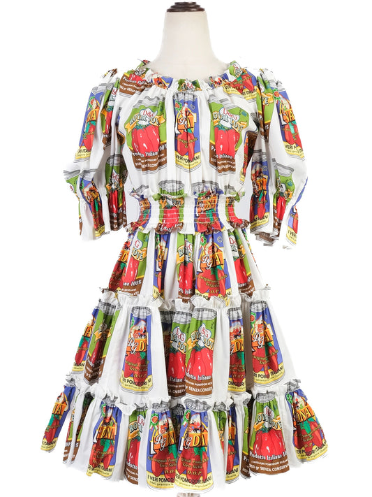Excellent Dolce Gabbana WomenÕs Ruffled Dress Size S Multicolor Tomato Print