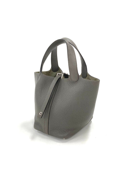 Hermes Gray Picotin PM, Taurillon Clemence PHW D Stamp