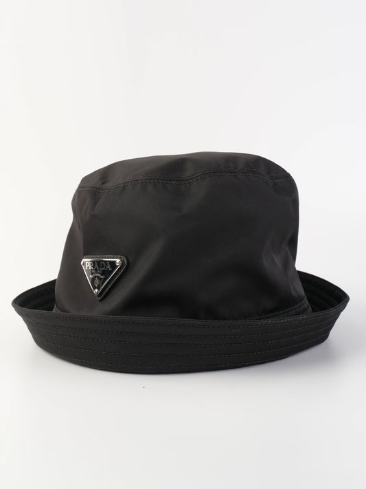 Excellent Prada Black Nylon Bucket Hat Size XL Re-Nylon