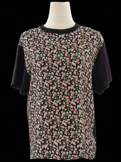 Excellent Moncler Black Floral Pattern T-Shirt Size M Women