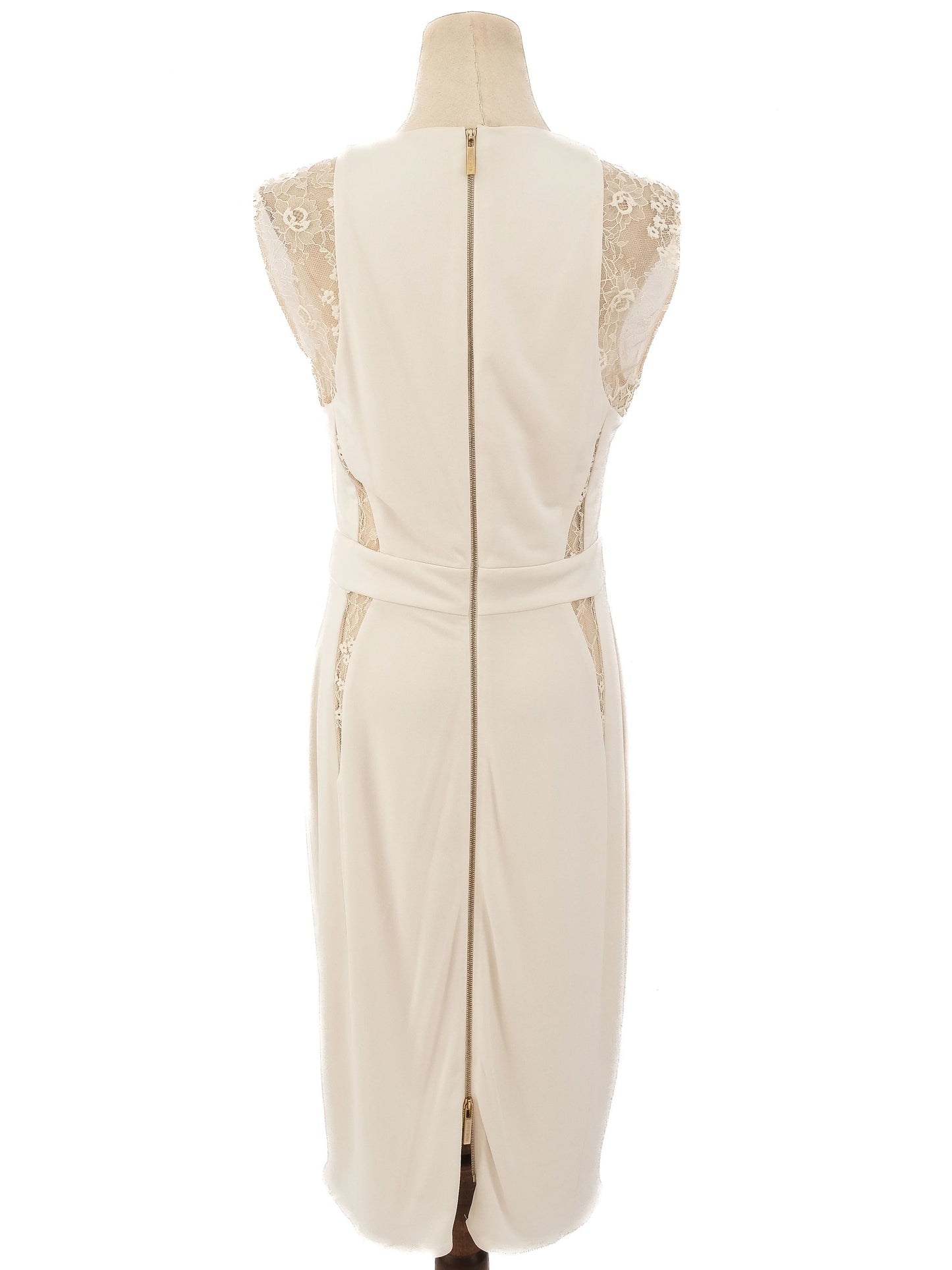 excellent elie saab white sleeveless dress size l with lace details