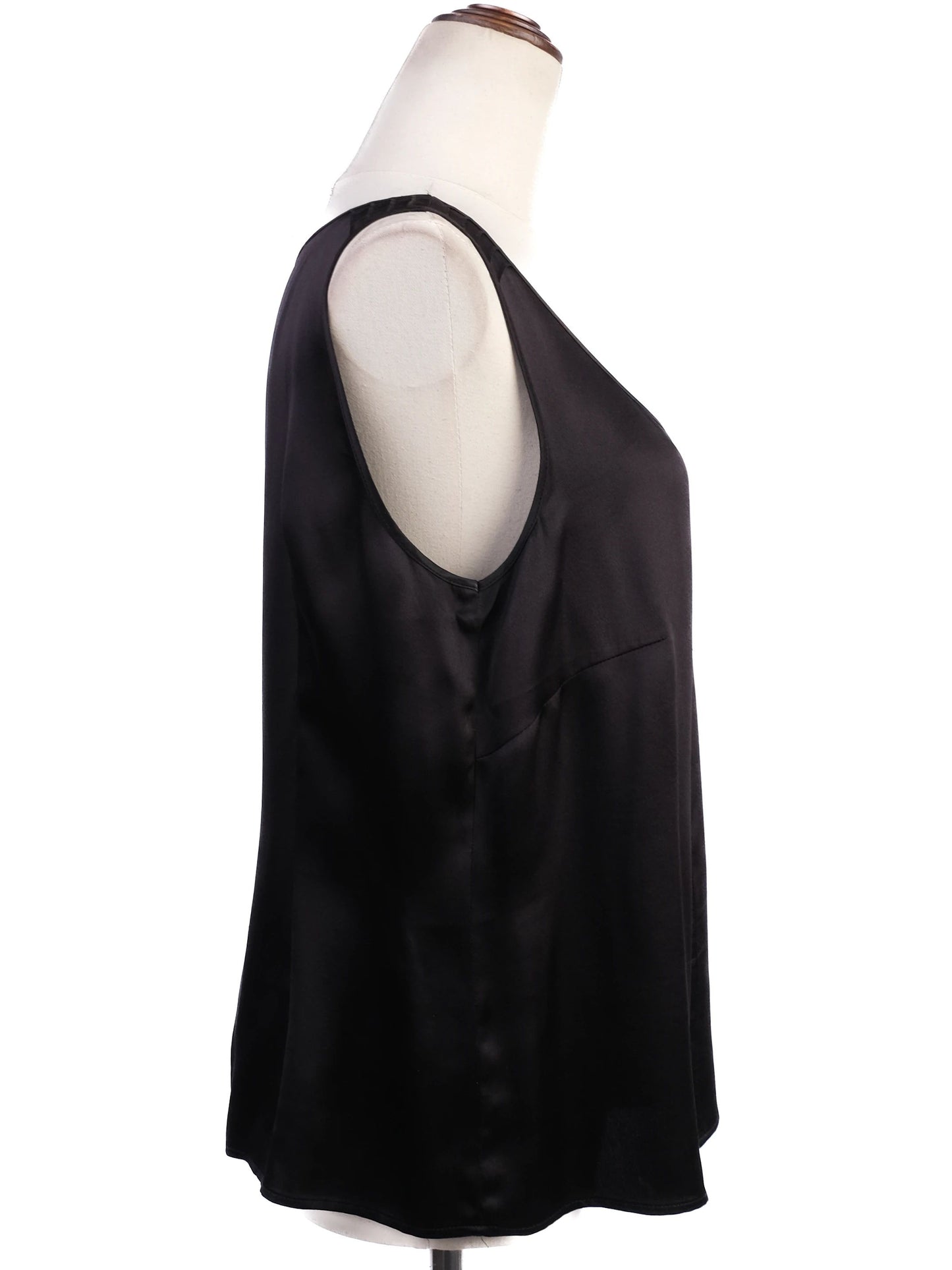 excellent escada black silk sleeveless blouse size m