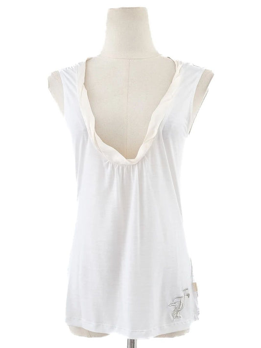 Trussardi White Lyocell Sleeveless Top Size L Excellent Condition