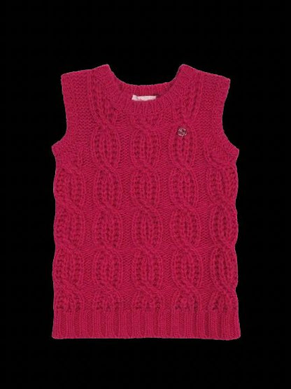 Excellent Gucci Pink Wool Cable Knit Vest for Kids Size 12/18