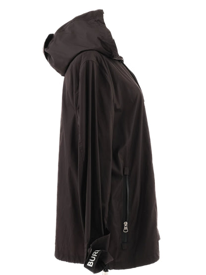Excellent Burberry Black Hooded Jacket Size XL Nylon Women