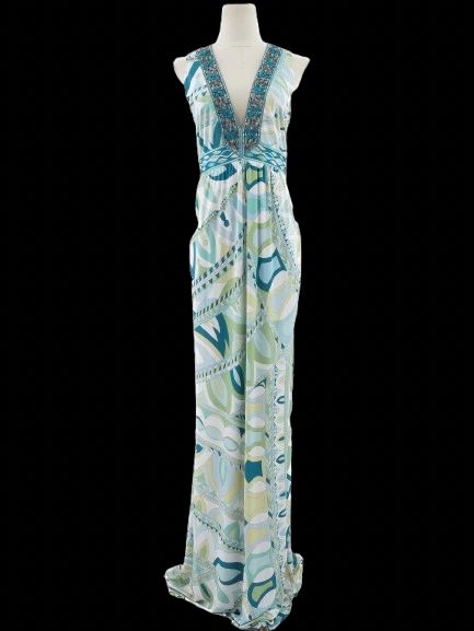 new emilio pucci long sleeveless dress size l combined viscose