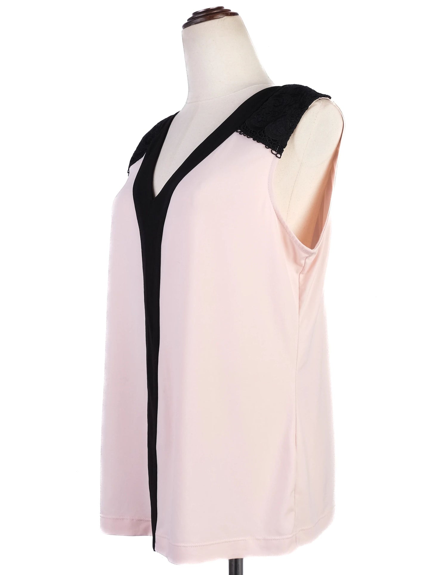 excellent karl lagerfeld pink sleeveless top size m with lace details