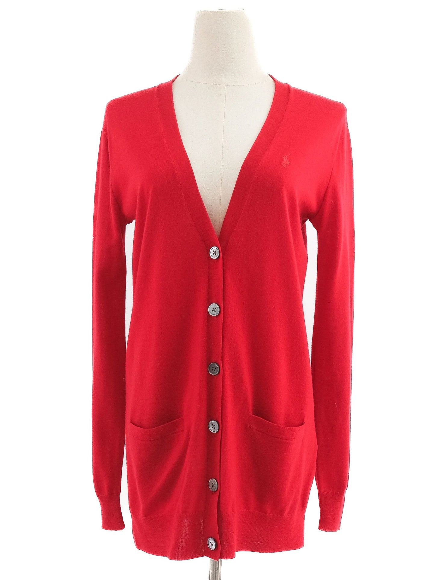 excellent ralph lauren red wool cardigan sweater size s