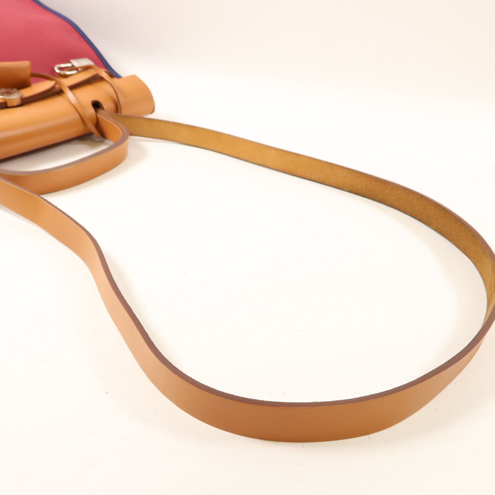 Hermes Canvas Herbag Silver Hand-handed Bag For Shoulder And Back Red/blue 2way Shoulder Bag Re