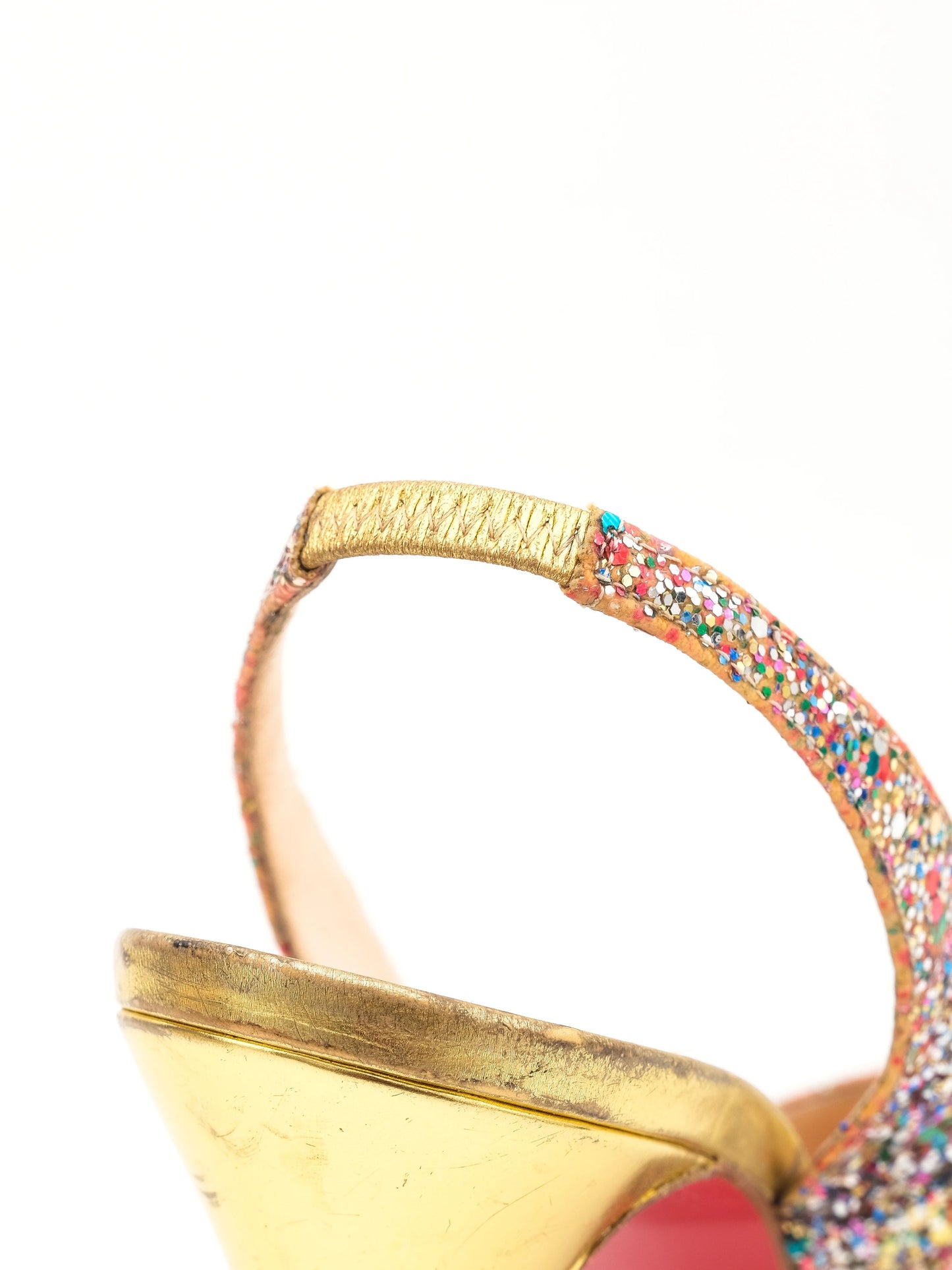 good condition christian louboutin glitter slingback peep-toe heels size 40