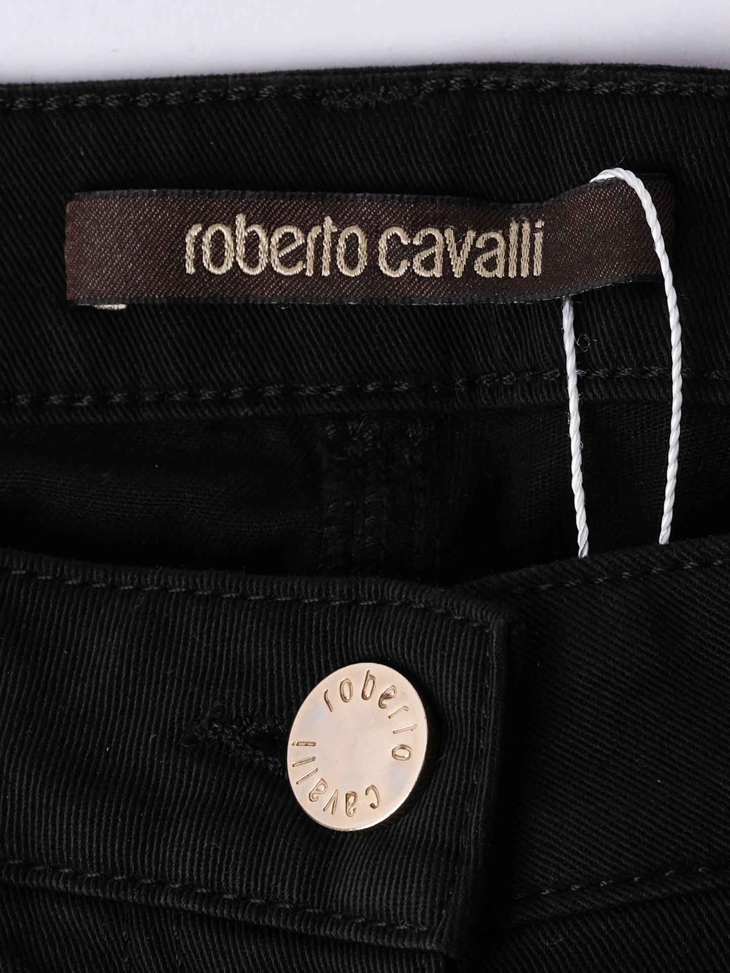 new roberto cavalli black elastane jeans size m