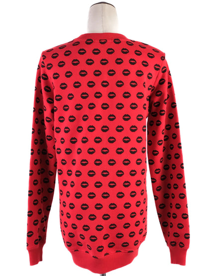 Excellent Markus Lupfer Red Cotton Sweater Size S with Lip Print