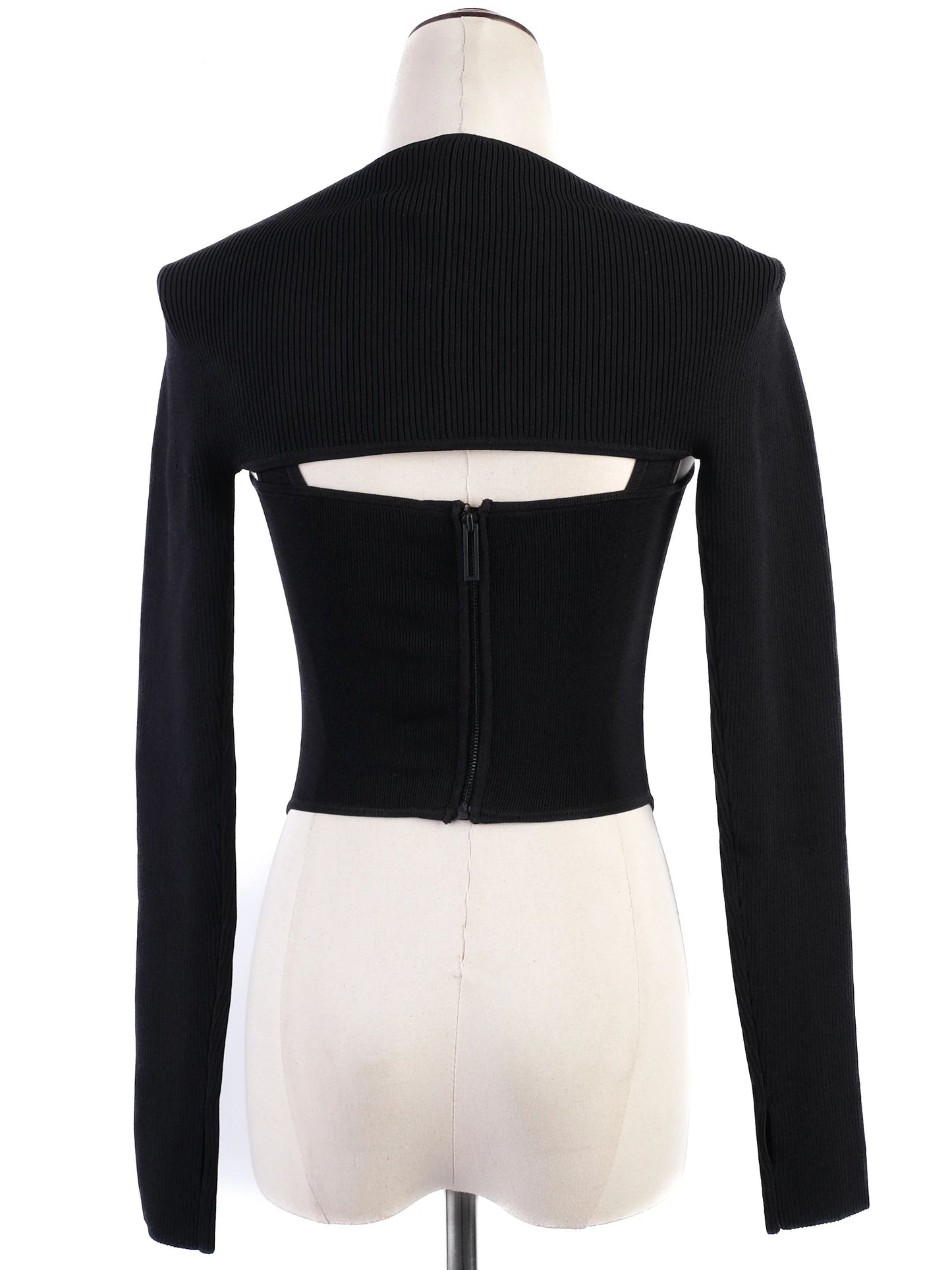 new dion lee black corset-style top size xs viscose structured design
