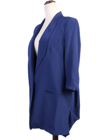 Excellent Dusan Blue Silk Blazer Size XS with Shawl Collar