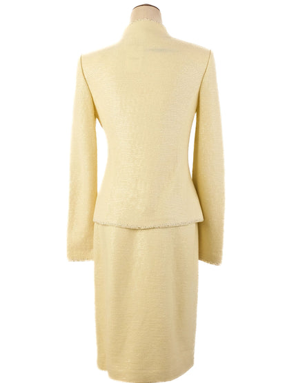Excellent St. John Yellow Wool Women's Suit Jacket & Skirt Set