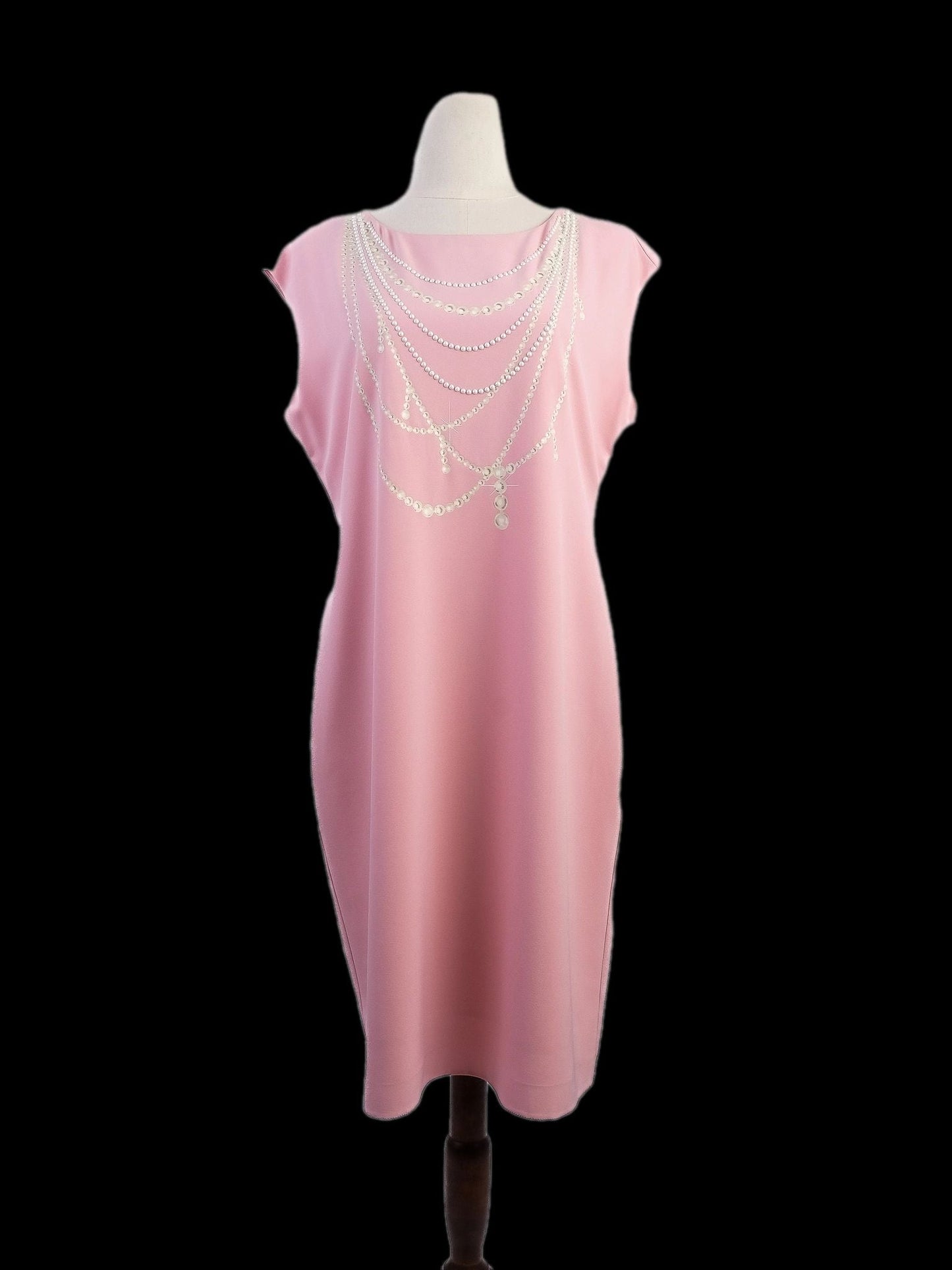 excellent moschino pink sleeveless dress with decorative chains size l
