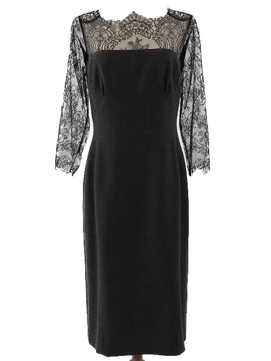 new clips gray lace dress xl women's wool fitted elegance