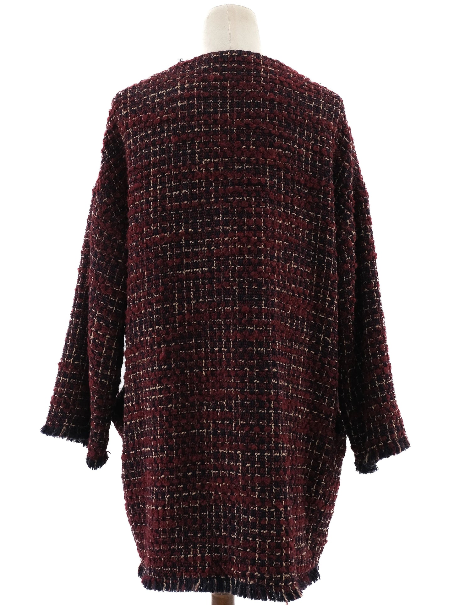 excellent gerard darel wool coat xl burgundy black white tweed