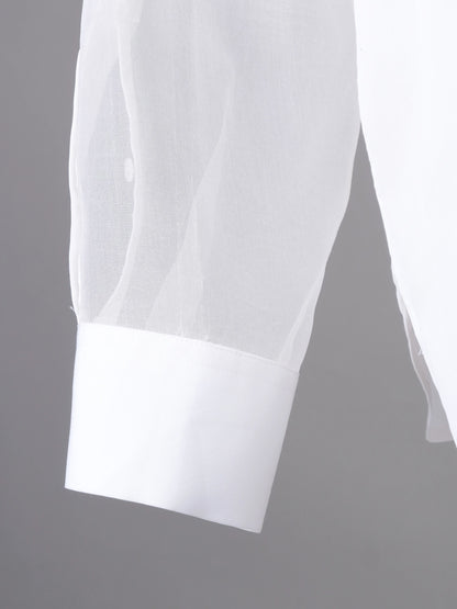 Excellent Burberry White Cotton Long Sleeve Button-Up Shirt