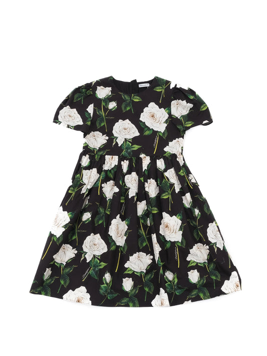 Perfect Dolce Gabbana Black Dress for Kids Size 10 with Floral Pattern