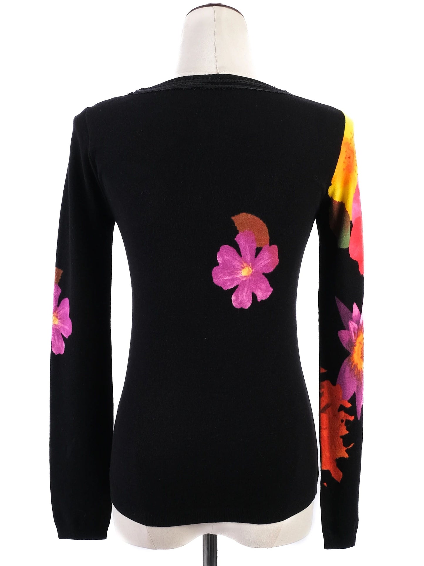 excellent blumarine black floral print sweater size m viscose