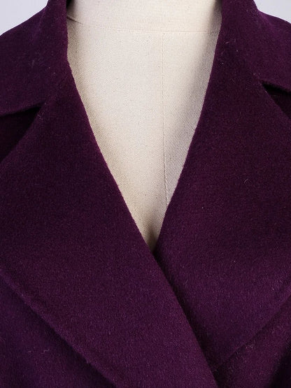 Max Mara Studio Purple Wool Coat with Belt Cucito a Mano
