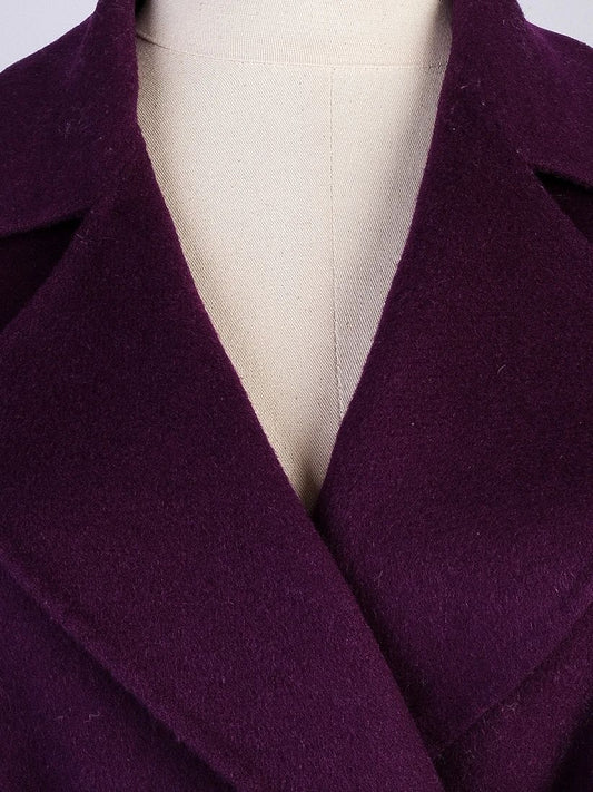 Max Mara Studio Purple Wool Coat with Belt Cucito a Mano