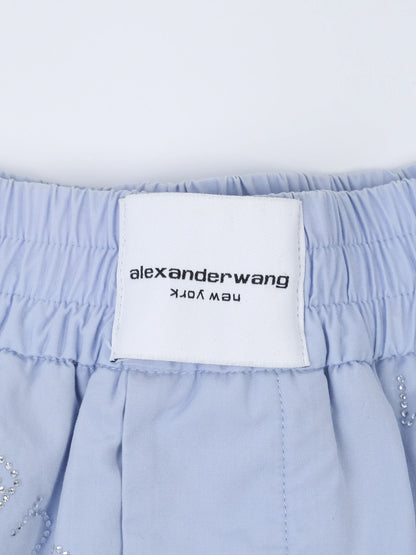 Excellent Alexander Wang Blue Cotton Women's Shorts with Rhinestones