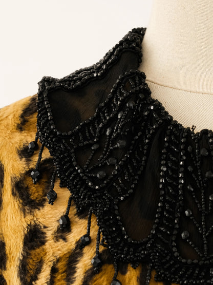 Excellent Blumarine Leopard Print Jacket with Beaded Collar, Size XS